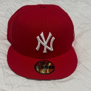 New Era Red Fitted Cap with White Logo
